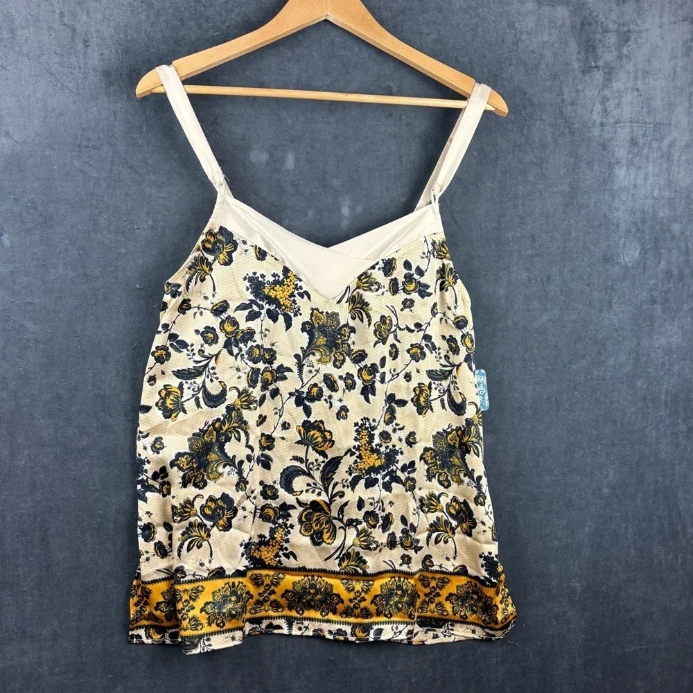 NWT Free People Women’s Solstice Satin Camisole Oversized sz Small in Tea Combo